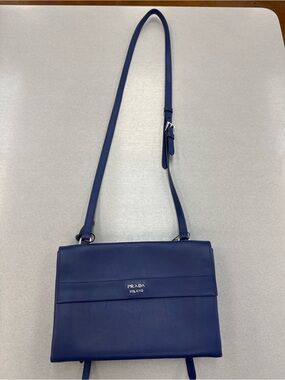 Prada Navy Leather Crossbody Bag with Adjustable Strap